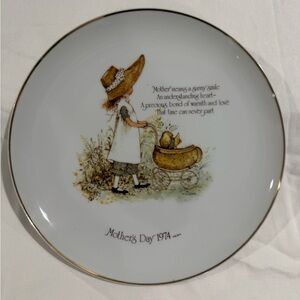 Mother's Day 1974 Decorative Plate with Little Girl and Pram Holly Hobbie
